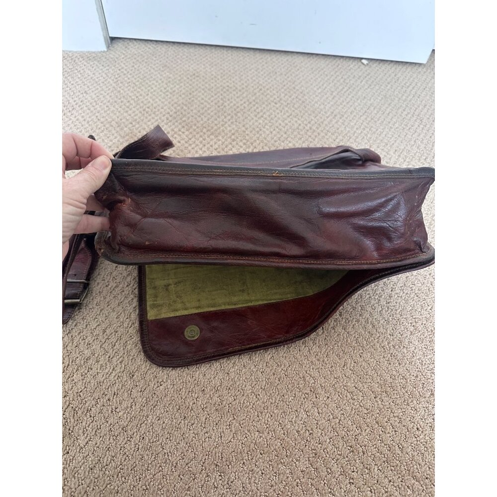Vintage Leather Messenger Bag Satchel Computer 14 x 12 Supple Custom - Picture 12 of 13